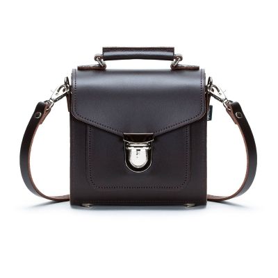 Zatchels Handmade Leather Sugarcube Handbag - Darkbrown